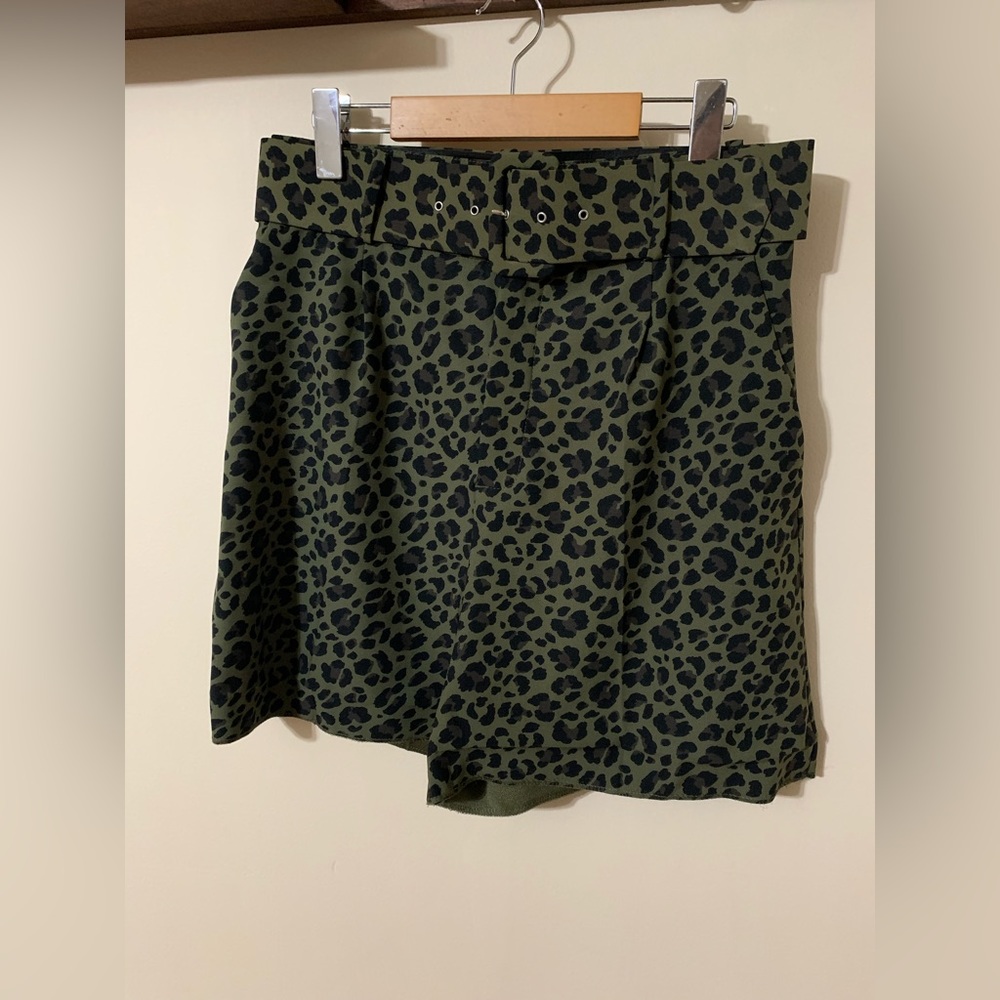 Zara Green and Black High Waist Shorts